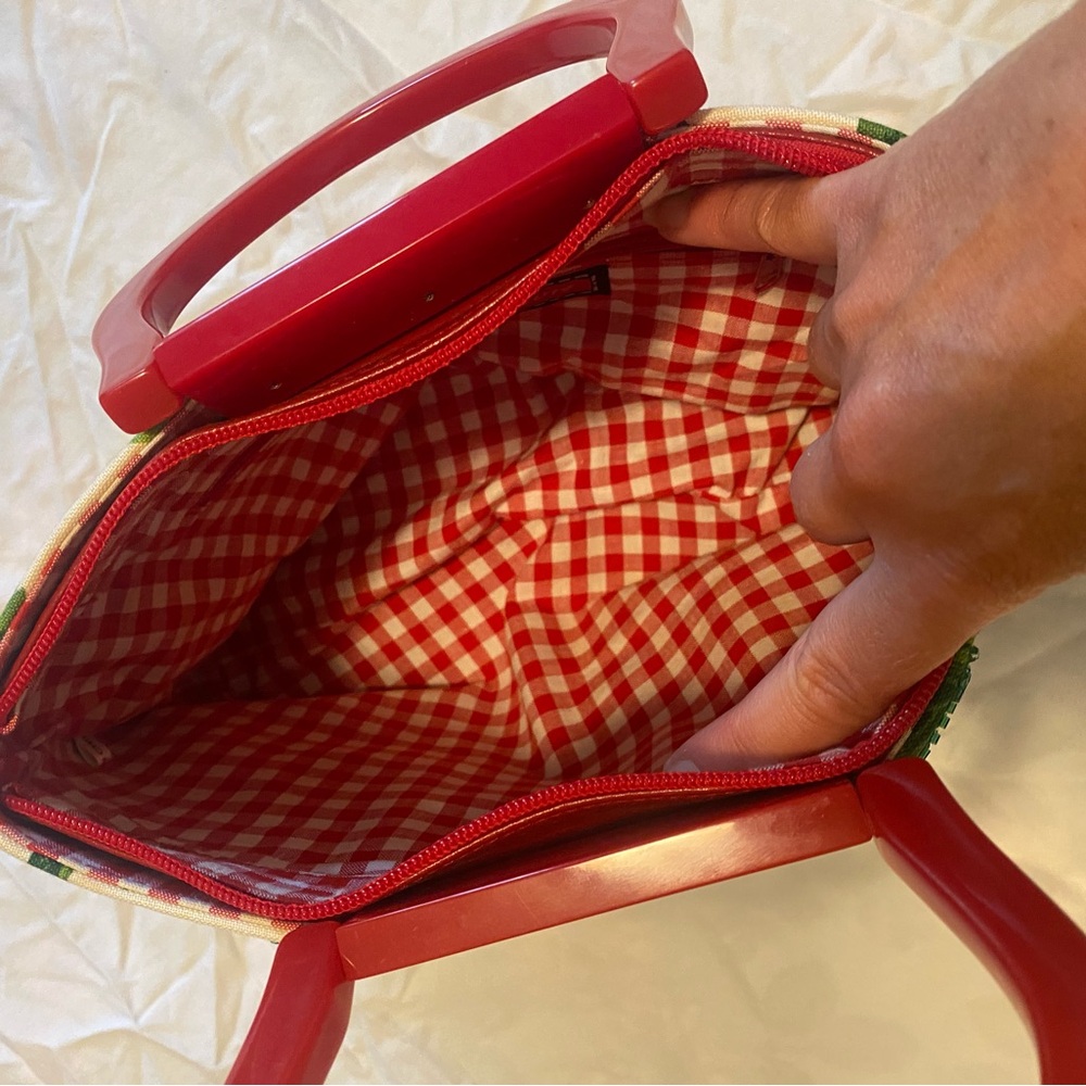 Isabella Fiore Cherry Print Tote with Red Handles - Picture 5 of 5
